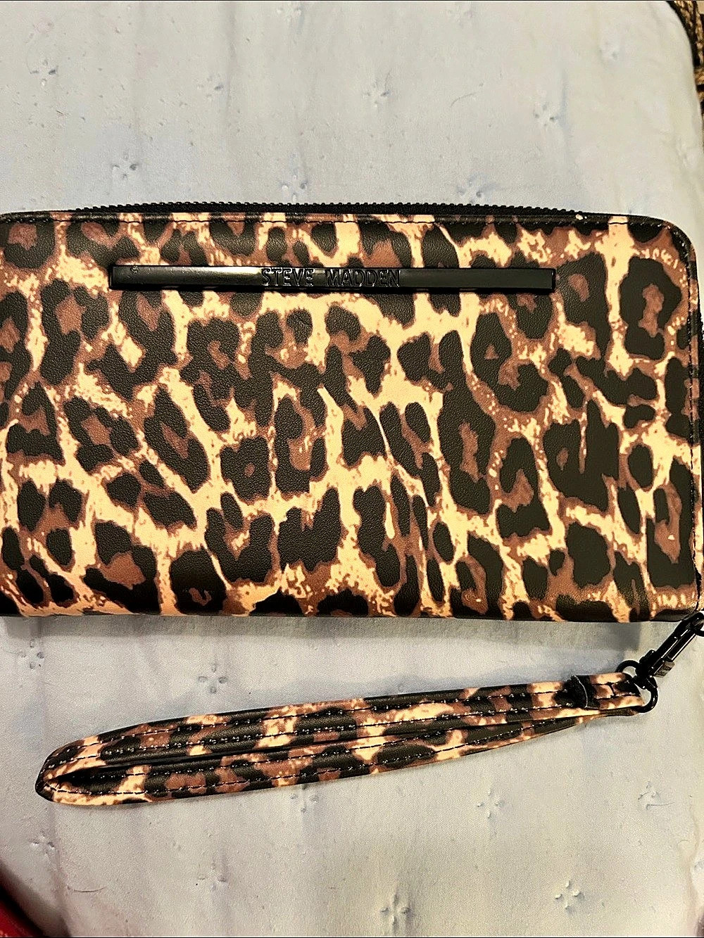Steve Madden Leopard Print Zip-Around Wristlet Wallet